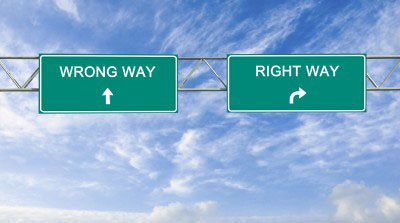 right or wrong way sign